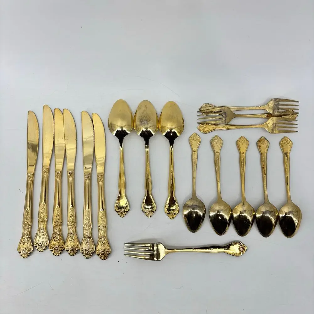 Rogers Stainless Steel Gold Tone Flatware Repurpose DIY Crafting